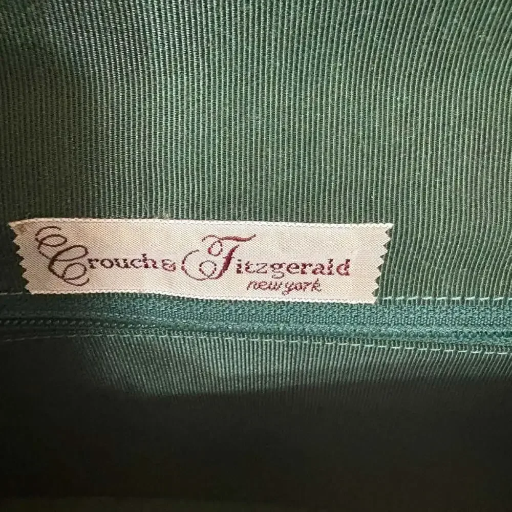 Crouch & Fitzgerald Vintage Green Suede Envelope Clutch